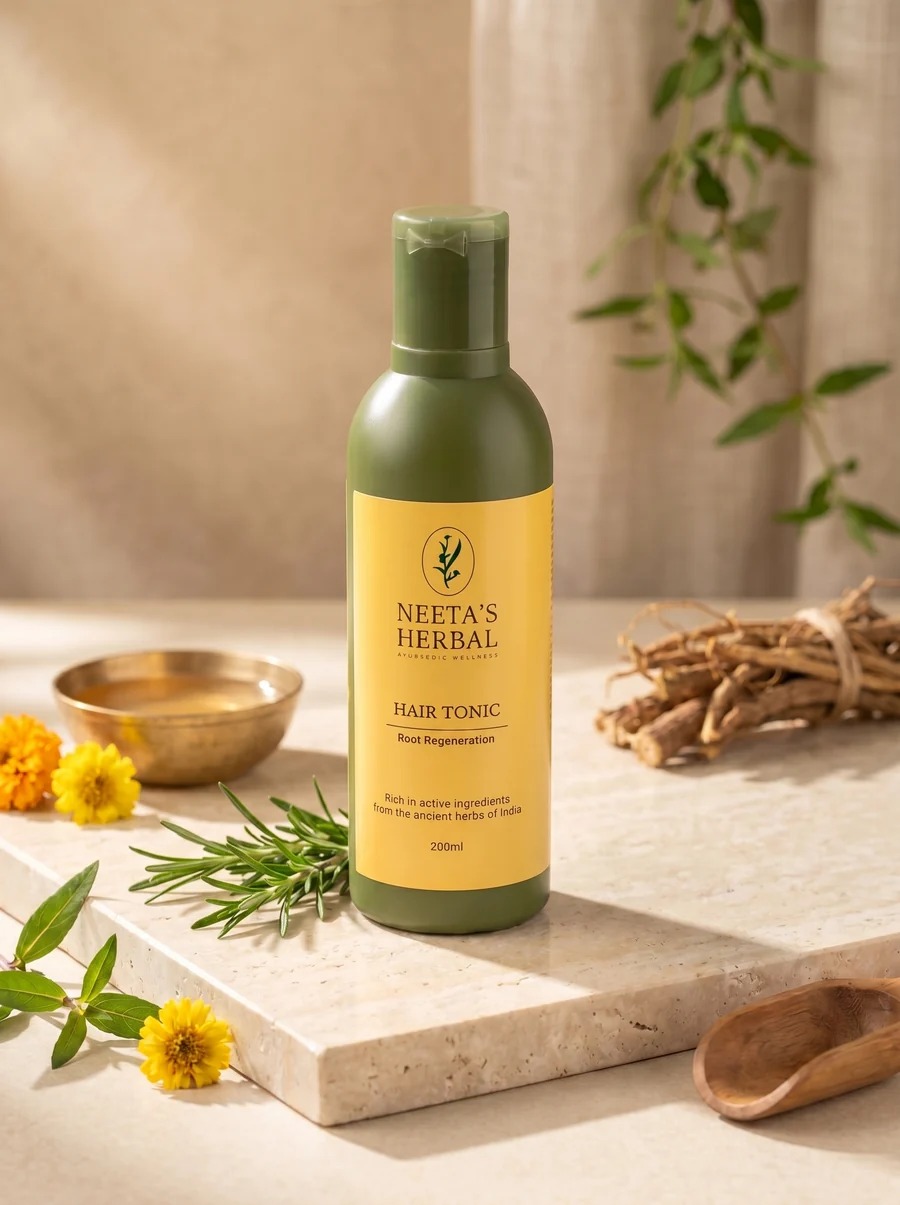 Herbal hair tonic bottle.